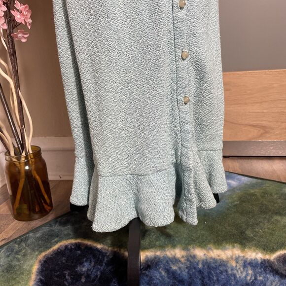 Mollie Parnis Women Evening Dress 1970s Vintage Gown Blue Long Sleeve Button Up - Picture 12 of 12